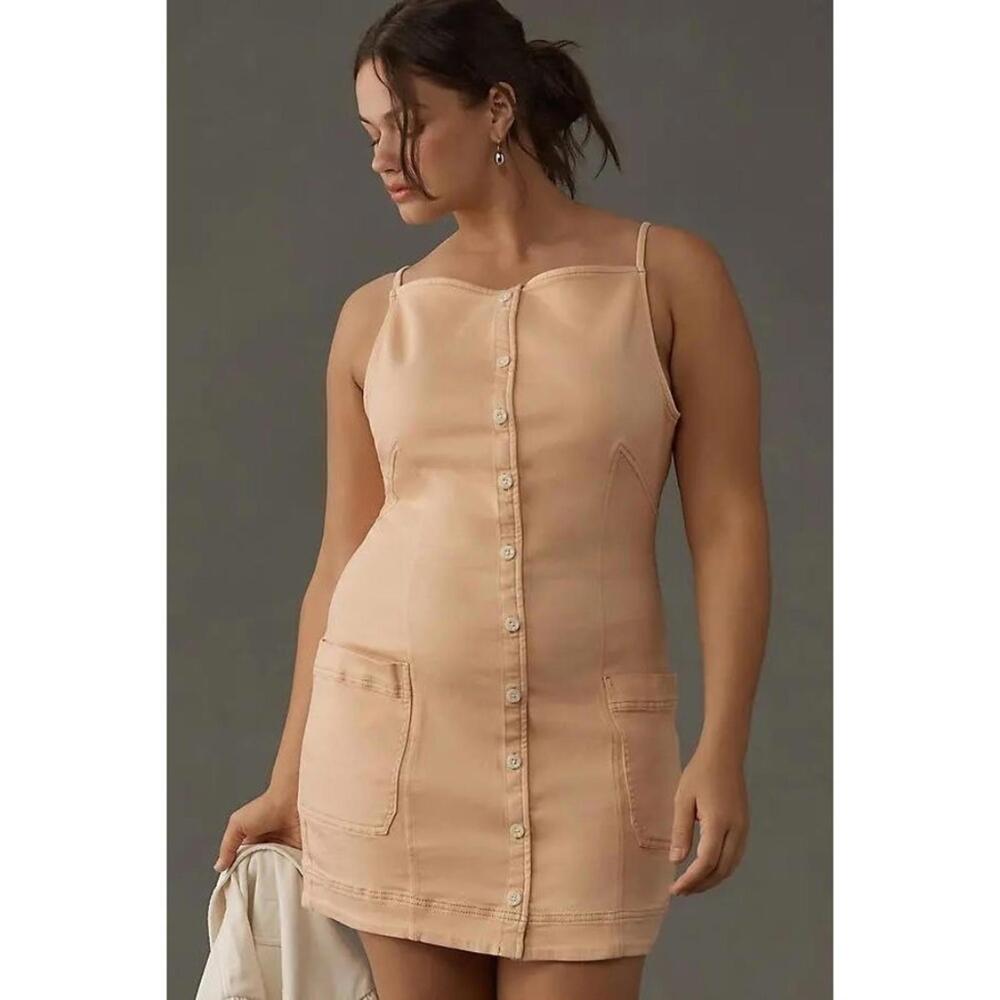 NWT Peach Button Mini Dress - Picture 3 of 5